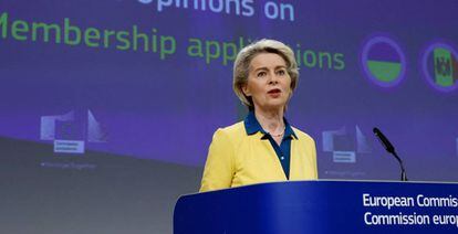 La presidenta de la Comisión Europea, Ursula von der Leyen, este viernes. 