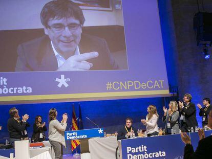 Carles Puigdemont, este sábado, en el mensaje que envió a su partido desde Bruselas.