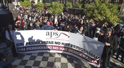 Concentración de periodistas en Sevilla.