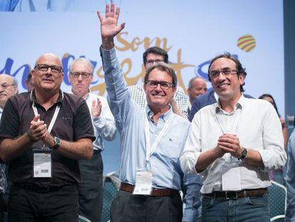D'esquerra a dreta, Francesc Homs, Lluís Corominas, Artur Mas i Josep Rull en un acte de Convergència.
