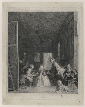 Grabado de Francisco de Goya que reproduce el cuadro de Velázquez 'Las meninas'.