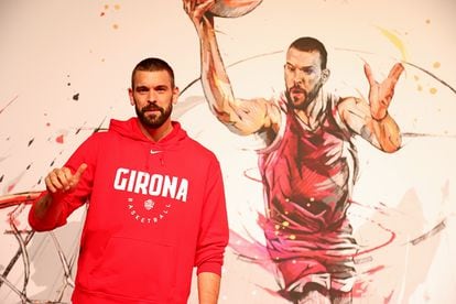 Marc Gasol, during his presentation as a Girona Basketball player at the Fontajau pavilion.