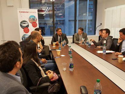 Reuni&oacute;n del vicepresidente de la Generalitat, Oriol Junqueras, con empresarios catalanes en Nueva York.