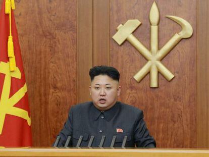 Kim Jong-un durante su mensaje de A&ntilde;o Nuevo.