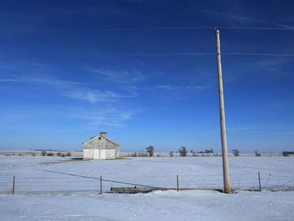 Campos nevados en el centro de Iowa, este viernes