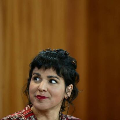 La líder de Podemos Andalucía, Teresa Rodríguez, en el Parlamento regional.