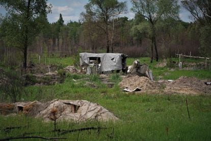 Camp where the Kremlin troops were installed very close to the red forest of Chernobyl, one of the most polluted places in the world.