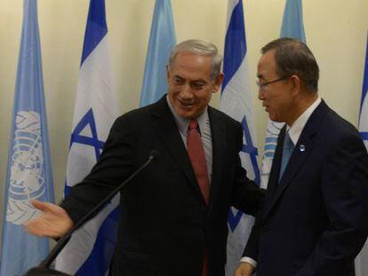 El primer ministro Netanyahu con Ban, responsable de la ONU. 
