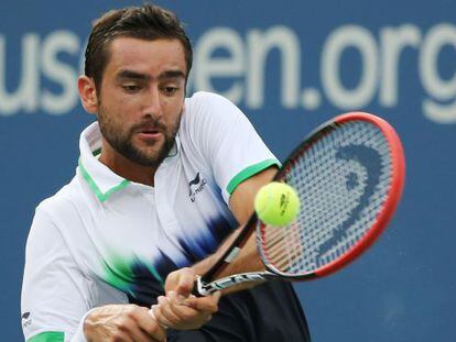 Marin Cilic en la semifinal que le ganó a Roger Federer.