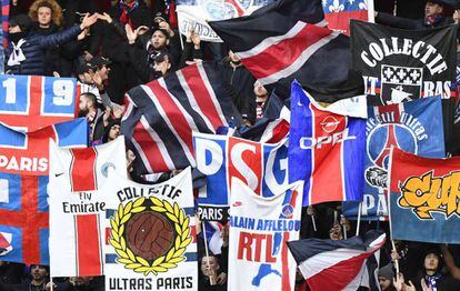 Aficionados del PSG en el partido contra el Rennes, el 14 de enero.