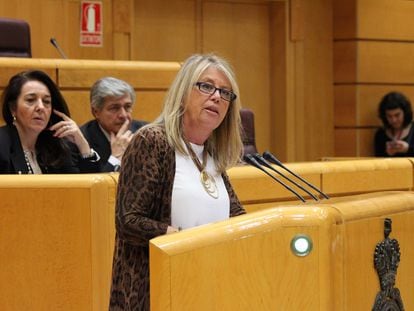 La senadora, Ángeles Muñoz, durante una de sus intervenciones en la Cámara alta.