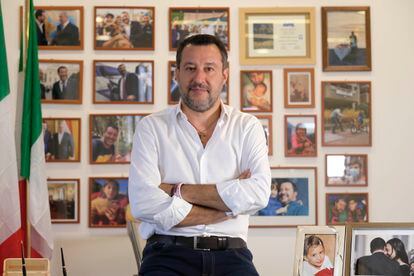 Matteo Salvini, líder de la Liga, en la sede del partido de extrema derecha en Roma, el viernes.