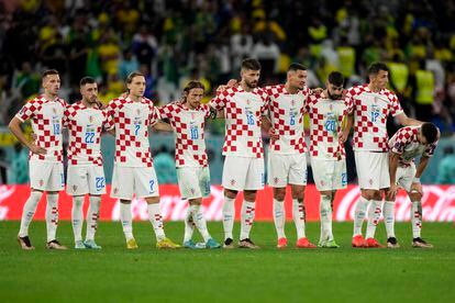 El equipo croata, al inicio de la tanda de penaltis. 