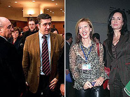 Rojo y López (izquierda) y la eurodiputada socialista Rosa Díez y la presidenta de la Fundación para la Libertad, Edurne Uriarte, en sus respectivos actos.