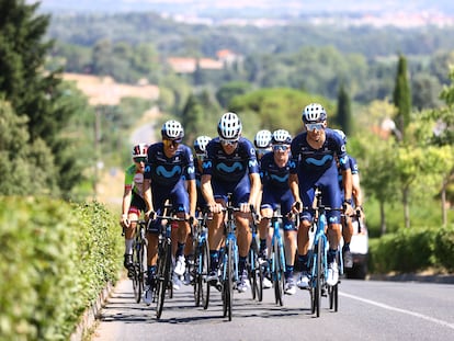 El equipo Movistar durante una jornada de descanso en el pasado Tour.