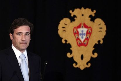 Pedro Passos Coelho, en el palacio de Belén, en Lisboa, tras reunirse con el presidente de Portugal, Aníbal Cavaco Silva.