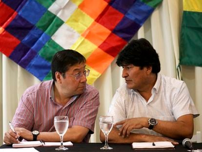 Luis Arce y Evo Morales en Buenos Aires, en febrero de 2020.