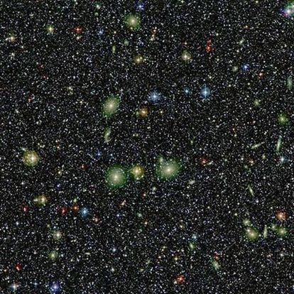 Las galaxias visibles en la llamada Zona de evasión, en dirección al Gran Atractor.