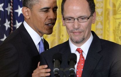El presidente de EE UU, Barack Obama, presenta a su candidato a secretario de Trabajo, Tom P&eacute;rez.