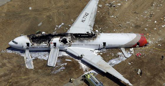 Imagen del Boeing777 que se estrelló en julio de 2013 en el aeropuerto de San Francisco.