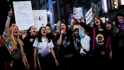 Manifestación por el Día de la Mujer, el 8 de marzo de 2020 en Madrid.