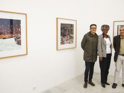 El director del Festival de Cine de Sevilla, la directora del Instituto Francés de Sevilla, y el director del Centro Andaluz de Arte Contemporáneo (CAAC), en el CAAC.