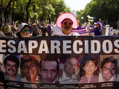 Manifestación de familiares de desaparecidos, en México el pasado mes de mayo.  