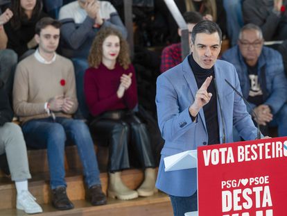 El secretario general del PSOE y presidente del Gobierno Pedro Sánchez, ha arropado al candidato a la Presidencia de la Xunta de Galicia, Jose Ramón López Besteiro, este sábado en Vigo.