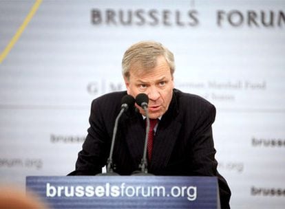 El secretario general de la OTAN, Jaap de Hoop Scheffer, en Bruselas.