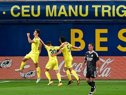 Gerard Moreno celebra su gol ante el Madrid este sábado en La Cerámica.