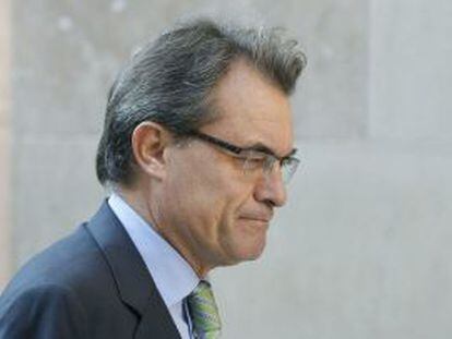 El presidente de la Generalitat, Artur Mas, a su llegada a la reunión del Consell Executiu celebrada esta mañana en el Palau de la Generalitat.