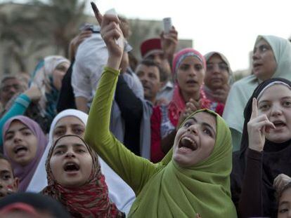 Seguidoras de los Hermanos Musulmanes, en una protesta en El Cairo.