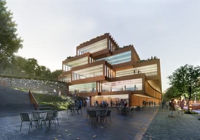 Un boceto de la fachada del GOe que se construirá entre Gros y Ulía en San Sebastián.