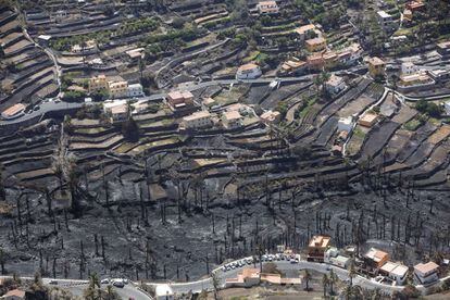 Casas afectadas por el fuego en el Valle Gran Rey.