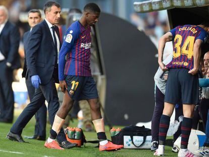 Dembélé, tras ser sustituido en Vigo.