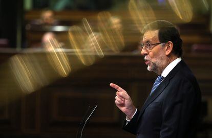 El presidente del Gobierno, Mariano Rajoy, durante una comparecencia en el Congreso, en una imagen de archivo.