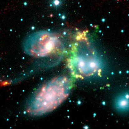 Colisión de las cinco galaxias detectada por el observatorio de Calar Alto (Almería).
