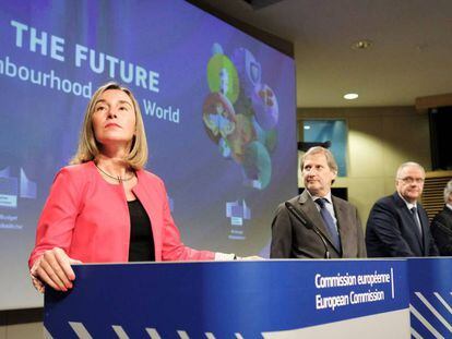 La jefa de la diplomacia europea, Federica Mogherini, en rueda de prensa en Bruselas este jueves.