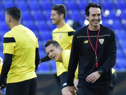 Emery, en el entrenamiento de este martes.