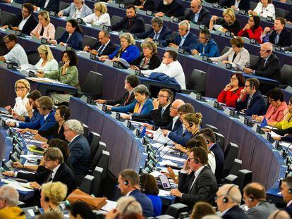 Eurodiputados en la sede del Parlamento Europeo en Estrasburgo, esta semana. 