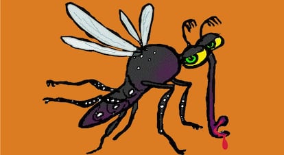 Ilustración de un 'Aedes aegypti', el mosquito que transmite el dengue, el Zika, la fiebre amarilla y el chikungunya.