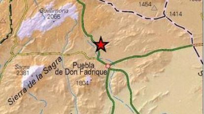 Registrado un terremoto de magnitud 3,7 con epicentro en Puebla de Don Fadrique en la madrugada del viernes 3 de febrero, segundo en 24 horas en la provincia.