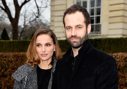 Natalie Portman y Benjamin Millepied, en un desfile de Christian Dior en París, en enero de 2015.