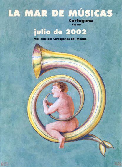Cartagenas del mundo. Cartel de la Mar de Músicas 2002, de Guillermo Pérez Villalta.