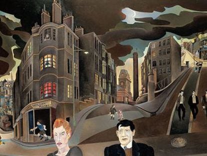 &#039;Cowcaddens Streetscape 1950s&#039;, de Alasdair Gray (1964). 