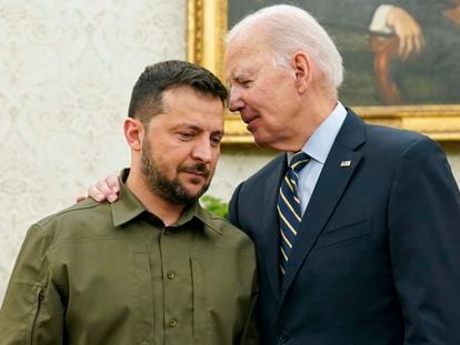 Joe Biden recibe a su homólogo ucranio en el Despacho Oval de la Casa Blanca, este 21 de septiembre.