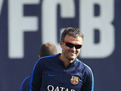 Luis Enrique, en el entrenamiento de esta mañana. Alejandro García EFE