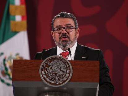 Jorge Nuño Lara, el nuevo titular de la secretaría de Infraestructura, Comunicaciones y Transportes, durante una conferencia en Ciudad de México, el 17 de octubre de 2022.