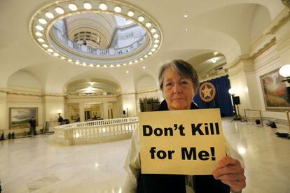 Una activista contra la pena de muerte, en Oklahoma.