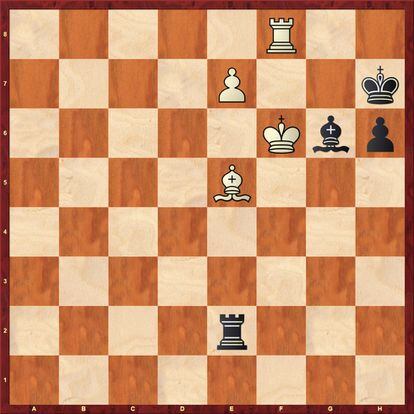 Vallejo hubiera ganado fácilmente con Re6, pero jugó Th8+, y Santos se rindió. En realidad, las negras ganan tras Rxh8.